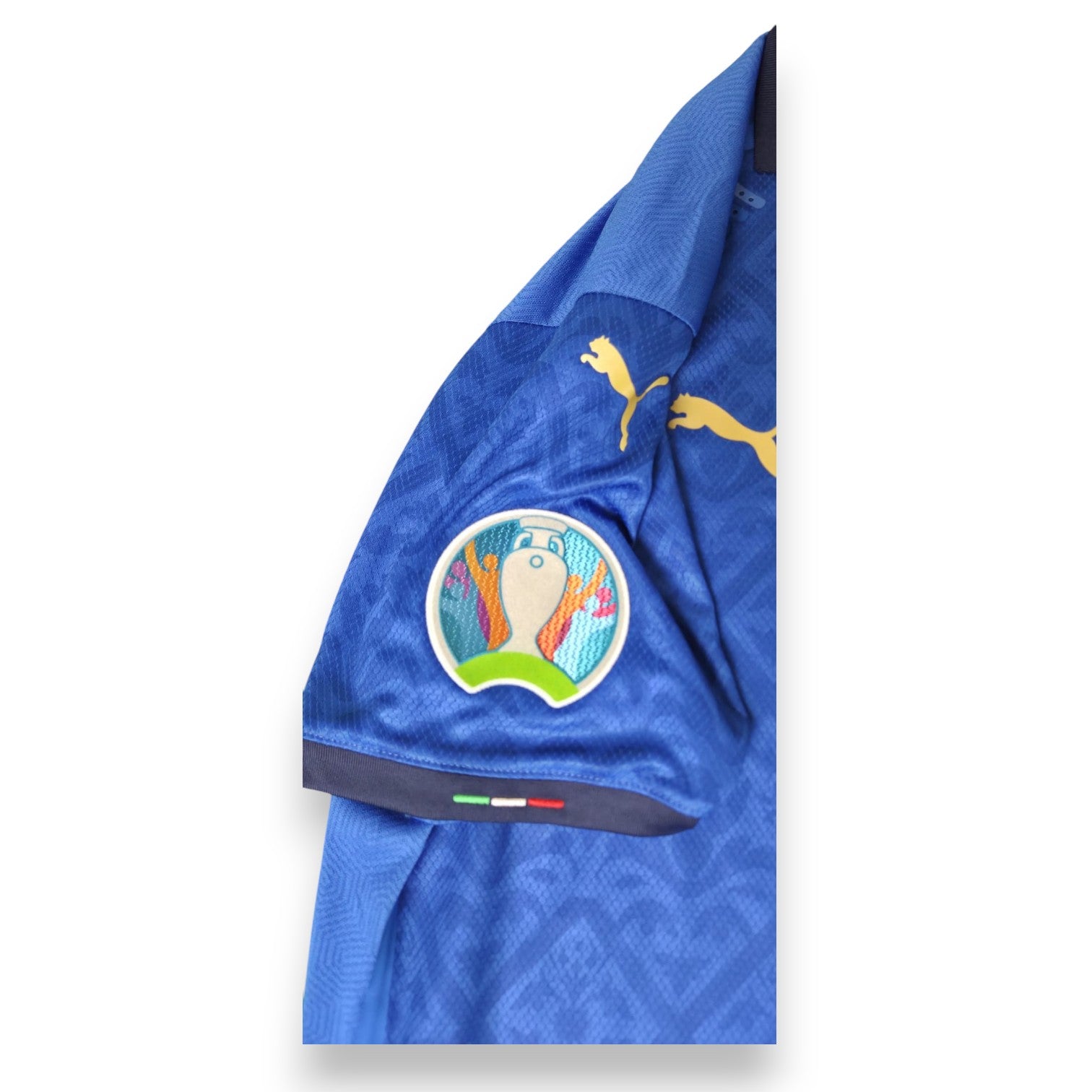 Patch UEFA Euro 2020 ricamata maglia Italia Home 2021 Player Issued Chiellini – cimelio originale Puma Finale