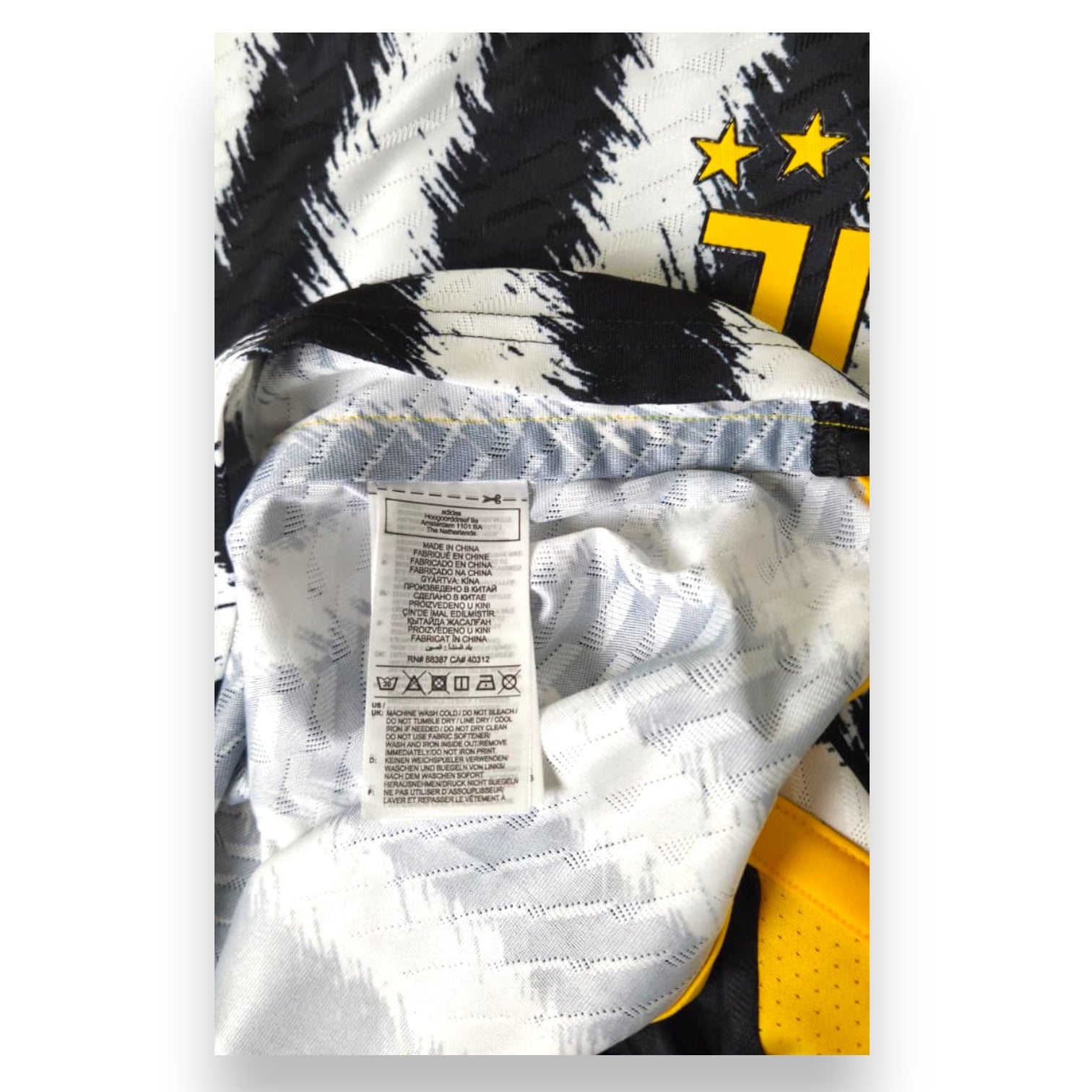 Etichetta lavaggio adidas maglia Juventus Home Player Issued 2023-24 – Made in China – Federico Chiesa numero 7