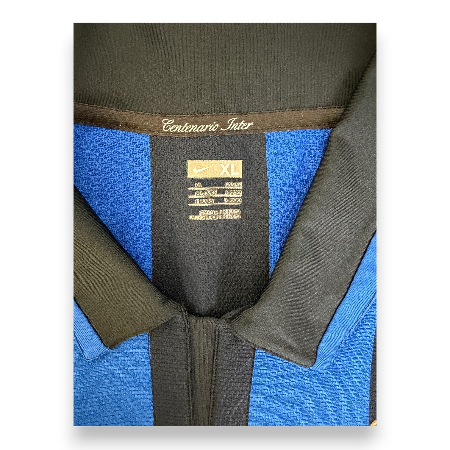 Etichetta taglia XL maglia Inter Centenario 2007-08 Player Issued Nike – Centenario Inter 1908-2008