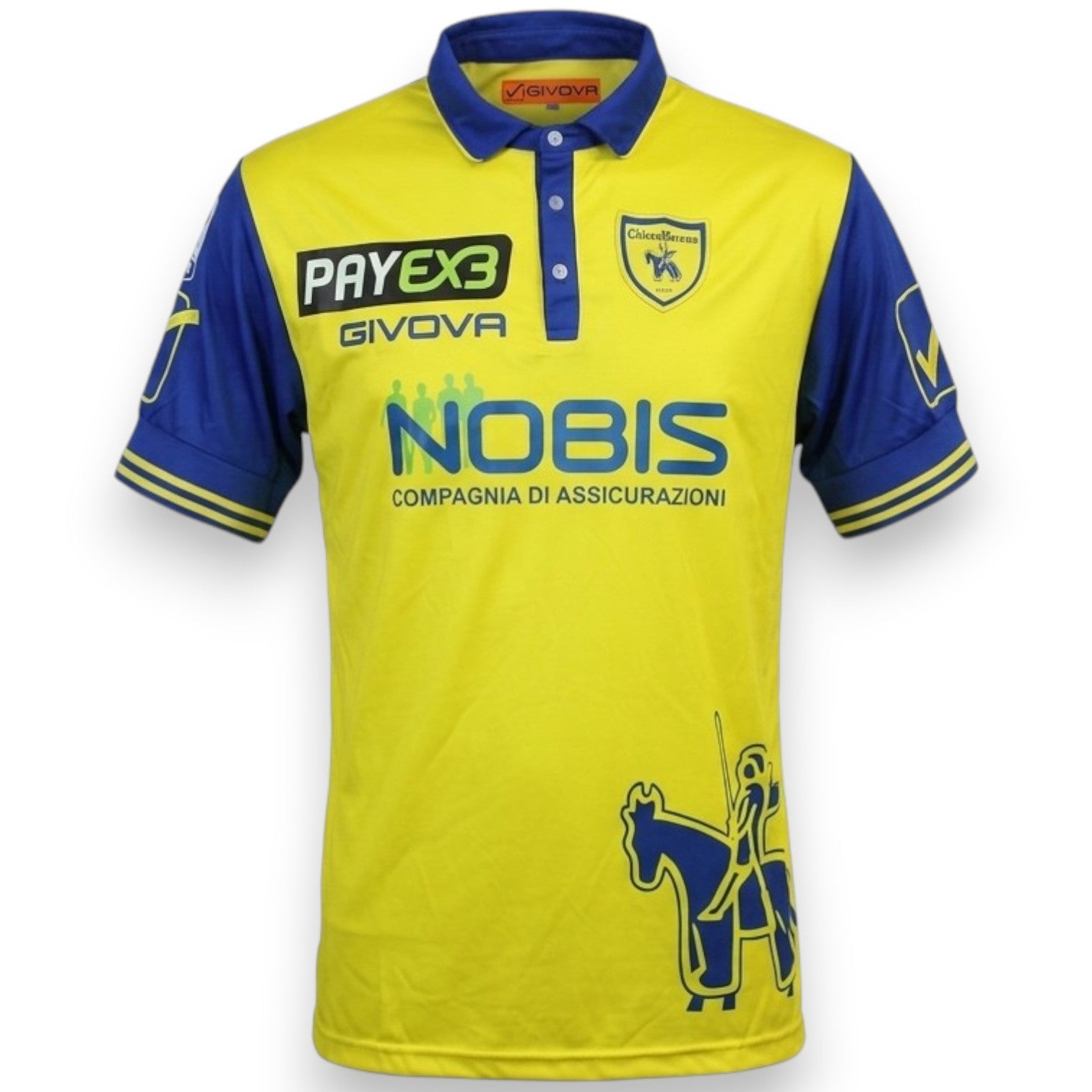 Fronte maglia Chievo Verona Home 2015-16 Player Issued – Givova – sponsor NOBIS – numero 3 Dario Dainelli