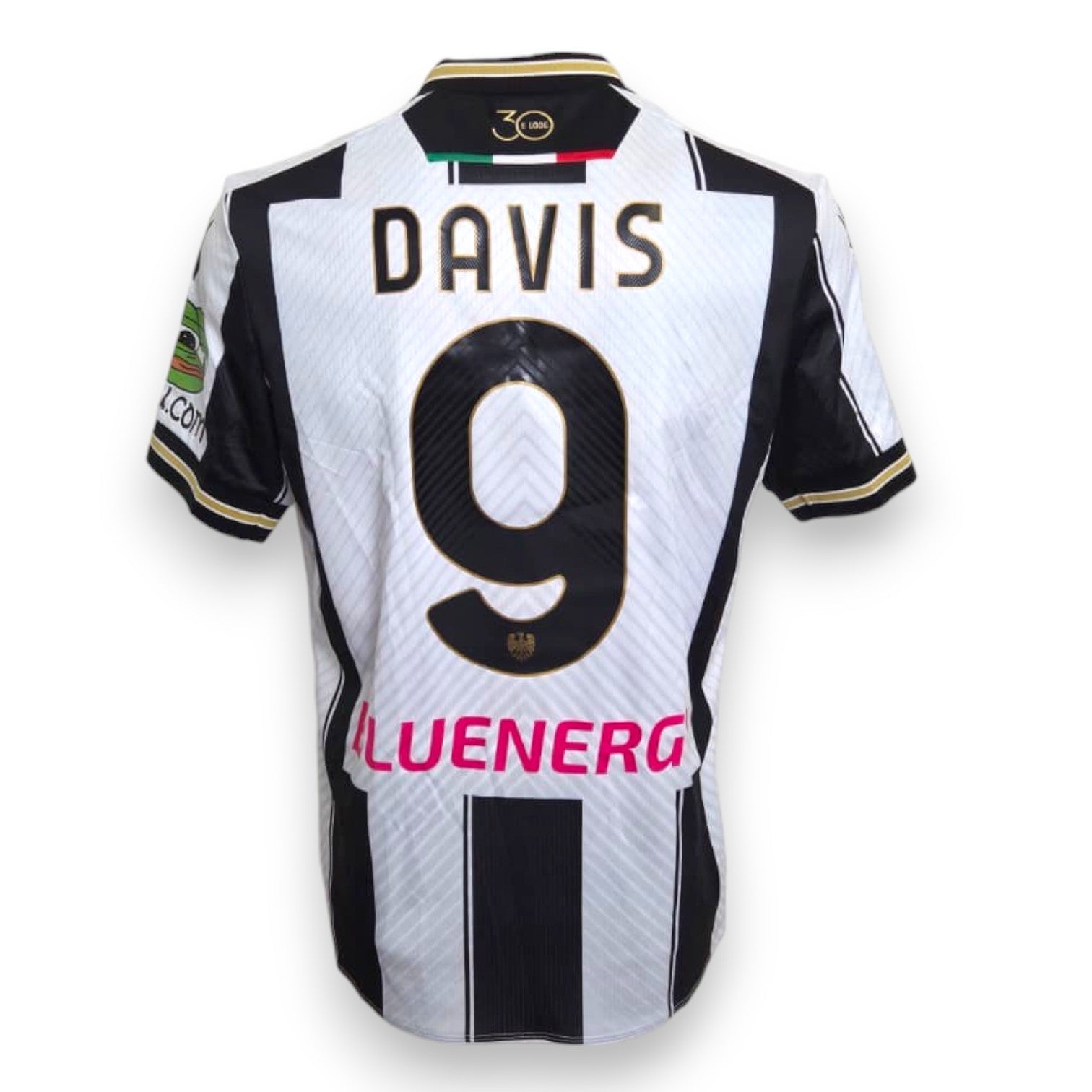 Maglia Udinese Home 2024-25 Player Issued Keinan Davis numero 9 – Macron – back sponsor Bluenergy – badge 30 anni Serie A – condizioni Excellent