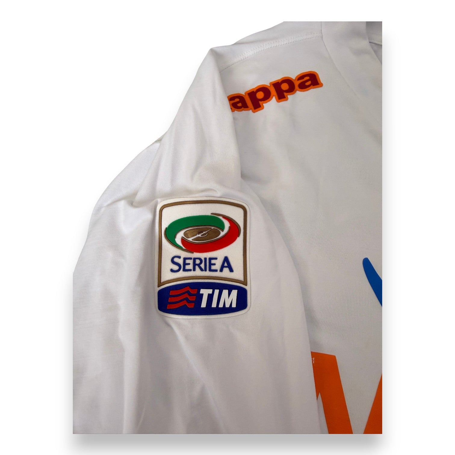 Patch Serie A TIM maglia AS Roma Away 2011-12 – dettaglio manica Kappa arancione – Player Issued Daniele De Rossi N.16