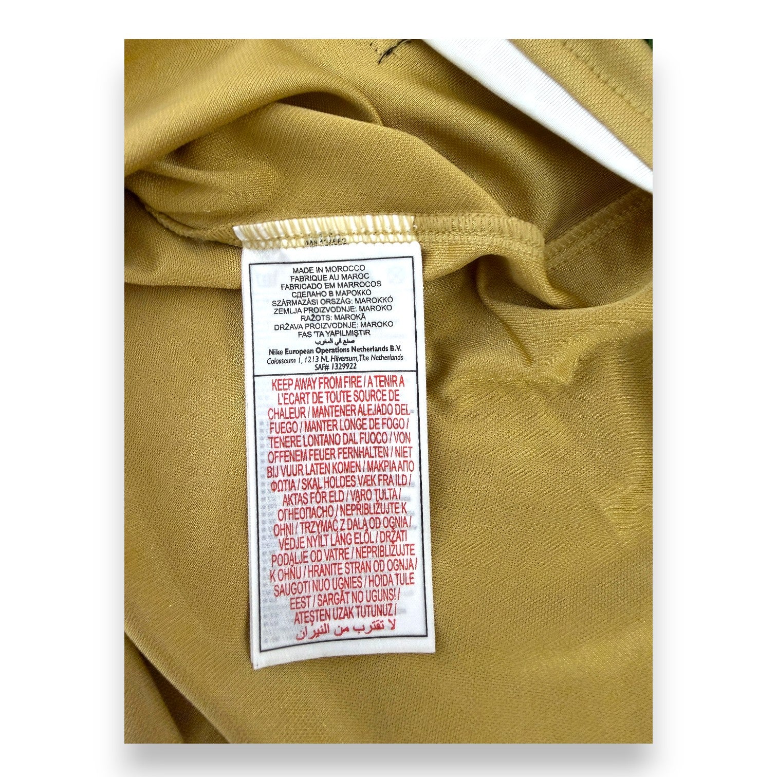 Etichetta di lavaggio e composizione maglia Juventus Nike Made in Morocco