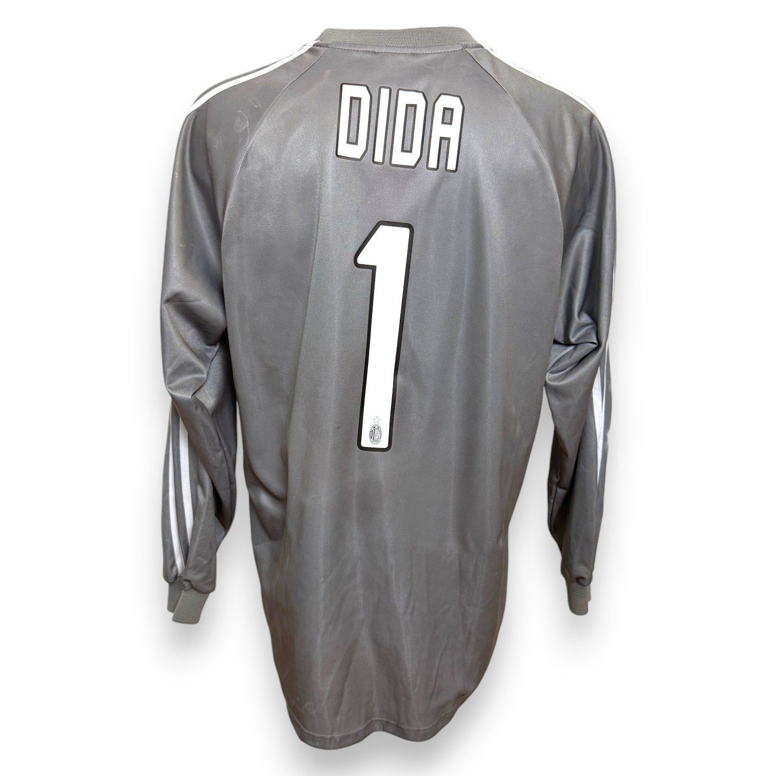 Maglia AC Milan Portiere GK Away 2005-06 Vintage Adidas – Dida numero 1 nameset replica – taglia XL – grigio bianco