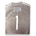 Dettaglio retro maglia AC Milan Portiere GK Away 2005-06 Adidas – Dida numero 1 – segni di conservazione sul tessuto grigio