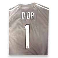 Dettaglio retro maglia AC Milan Portiere GK Away 2005-06 Adidas – Dida numero 1 – segni di conservazione sul tessuto grigio