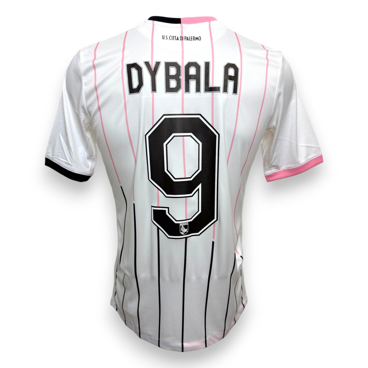 Maglia U.S. Città di Palermo Away 2014-15 Store Joma – Paulo Dybala numero 9 nameset replica – taglia S – bianco rosa nero