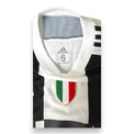 Dettaglio collo maglia Juventus Home Player Issued 2018-19 – Adidas Climachill – scudo tricolore campione d'Italia
