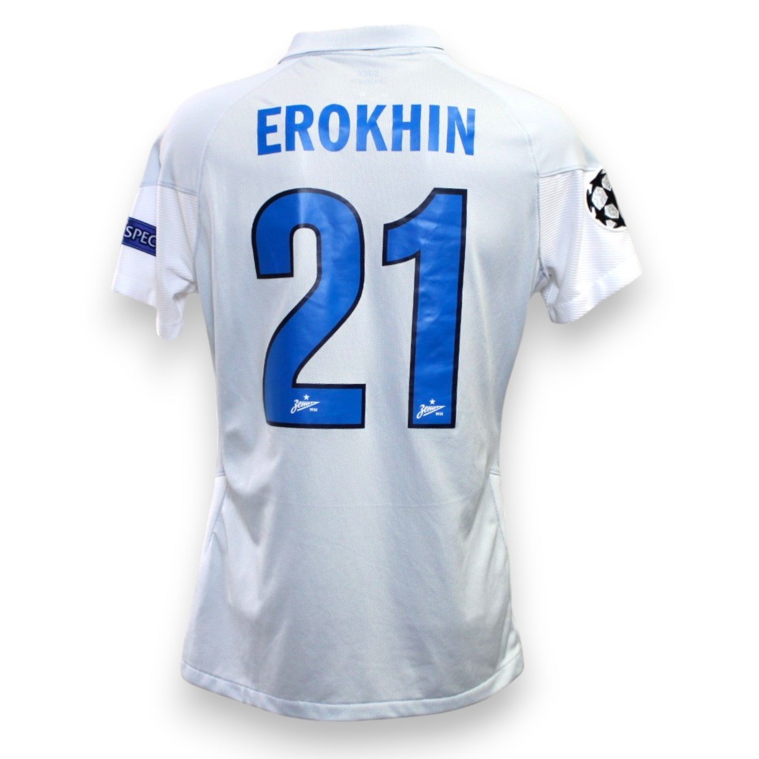 Retro maglia Zenit San Pietroburgo Away 2020-21 Player Issued Aleksandr Erokhin numero 21 – Nike Pure Platinum – patch UCL – stemma Зенит in filigrana