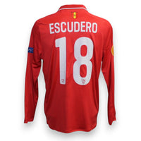 Retro maglia Siviglia FC Away 2015-16 Player Issued Sergio Escudero numero 18 – New Balance maniche lunghe – patch UEL Winner 2015 – fornitura squadra Europa League
