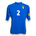 Fronte maglia Italia Home Euro 2000 Player Issued – Kappa Kombat azzurro – crest FIGC – numero 2 Ciro Ferrara