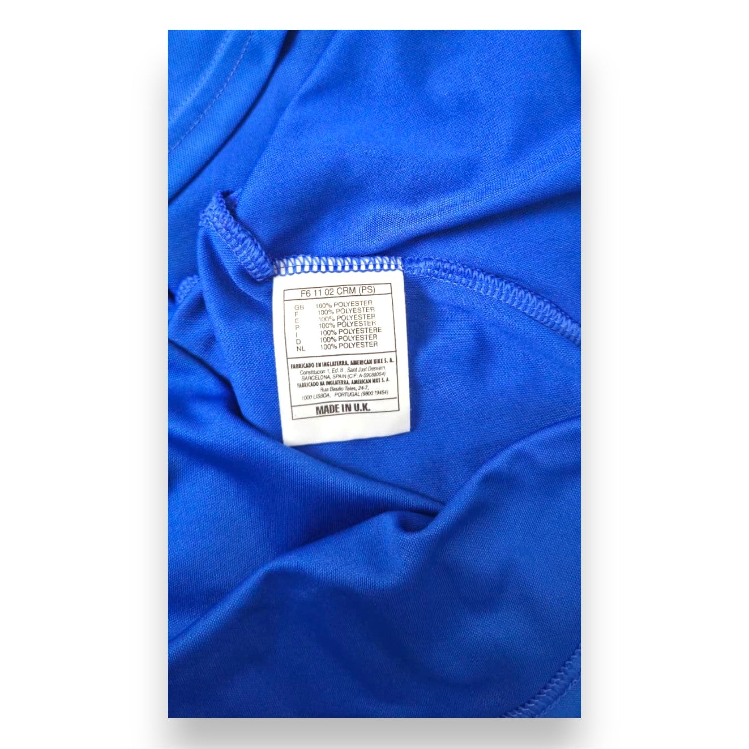 Etichetta interna Nike Premier Made in U.K. – maglia Italia Home 1996 Ferrara