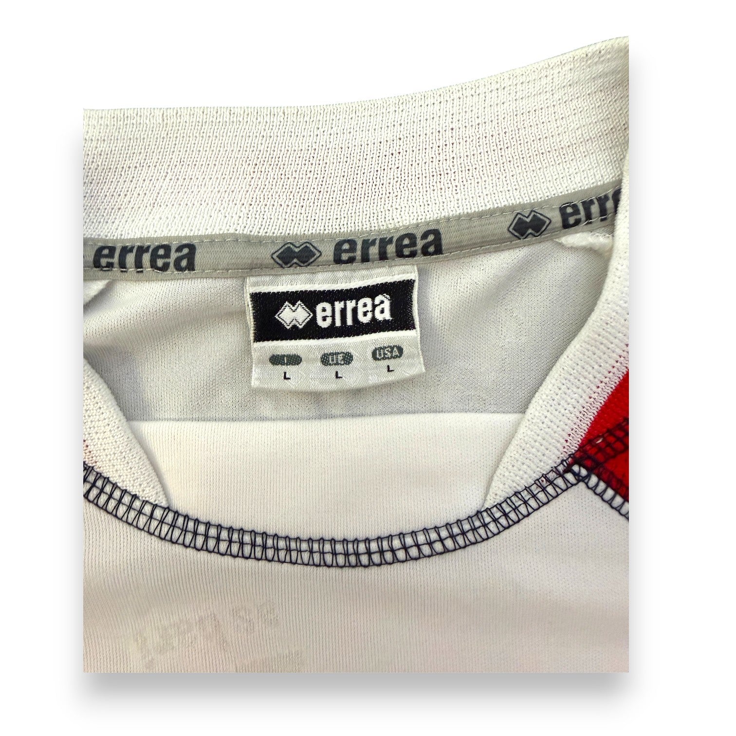 Etichetta taglia L maglia AS Bari Away Player Issued 2006-07 Erreà – made in Romania