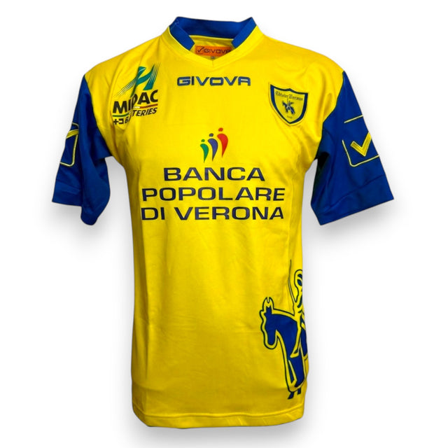 Fronte maglia ChievoVerona Home 2012-13 Player Issued Givova – sponsor Banca Popolare di Verona – co-sponsor Midac Batteries – stemma ChievoVerona