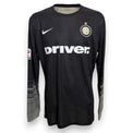 Fronte maglia Portiere FC Internazionale GK 2015-16 Player Issued – Nike Dri-Fit – sponsor Driver – stemma Inter – maniche lunghe nera