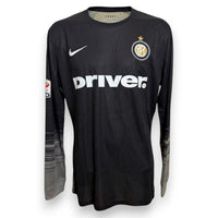 Fronte maglia Portiere FC Internazionale GK 2015-16 Player Issued – Nike Dri-Fit – sponsor Driver – stemma Inter – maniche lunghe nera