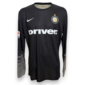 Fronte maglia Portiere FC Internazionale GK 2015-16 Player Issued – Nike Dri-Fit – sponsor Driver – stemma Inter – maniche lunghe nera