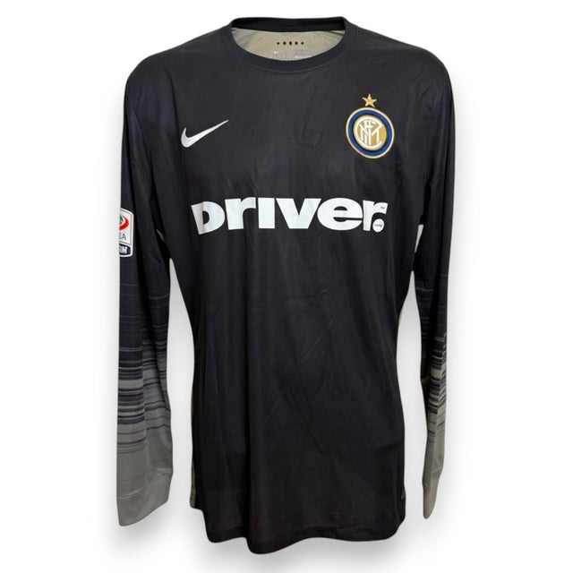 Fronte maglia Portiere FC Internazionale GK 2015-16 Player Issued – Nike Dri-Fit – sponsor Driver – stemma Inter – maniche lunghe nera