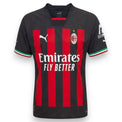 Fronte maglia AC Milan Home 2022-23 Puma Authentic – sponsor Emirates Fly Better – stemma con stella e maniche tricolore