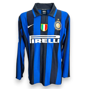 Maglia Inter Milan Home 2007-08 Player Issued Centenario fronte – Nike – badge 1908-2008 100 Anni Nerazzurri – sponsor Pirelli – maniche lunghe