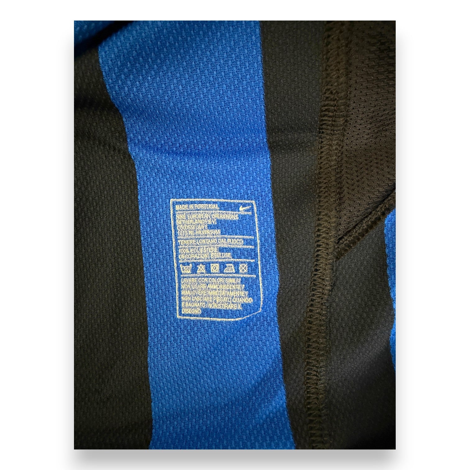 Etichetta interna Nike taglia L Made in Portugal maglia Inter Milan Home 2007-08 Player Issued Centenario – Luis Jiménez N.11