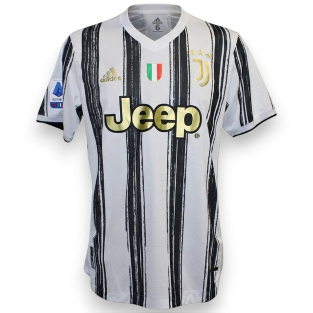 Fronte maglia Juventus Home 2020-21 Player Issued Adidas – sponsor Jeep oro – logo JJ – scudetto tricolore – taglia 6