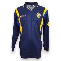 Fronte maglia Hellas Verona Away 2000-01 Player Issued Martin Laursen numero 23 – Lotto Italian Sport Design – blu navy giallo blu – Serie A