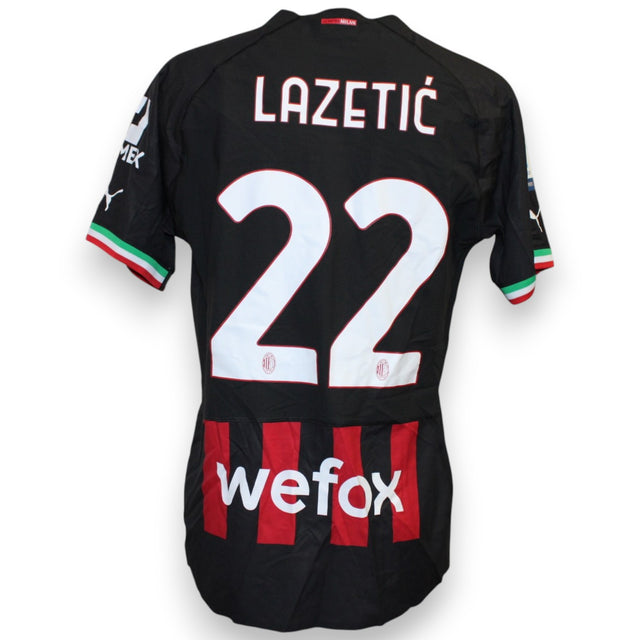 Retro maglia AC Milan Home 2022-23 numero 22 Lazetic Player Issued – Finale Supercoppa Italiana Riyadh 18/01/2023 – Puma