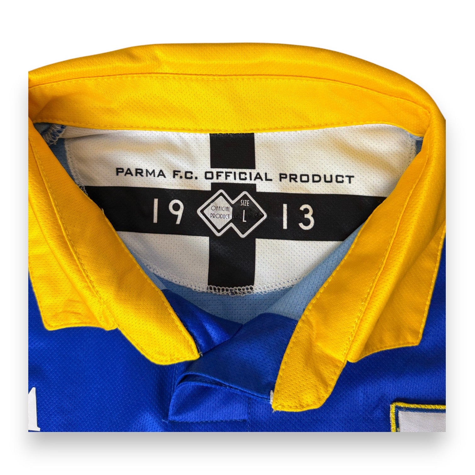 Etichetta taglia L maglia Parma FC Official Product 2010-11 Player Issued – Erreà – Alessandro Lucarelli