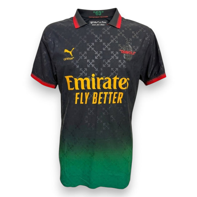 Maglia Milan quarta maglia 2024-25 Puma x Off-White – stemma Diavoli – sponsor Emirates Fly Better