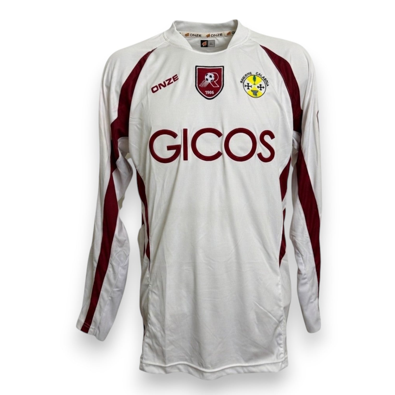 Fronte maglia Reggina Away 2007-08 Onze – sponsor GICOS – stemma Reggina 1905 e Regione Calabria – Player Issued Makinwa