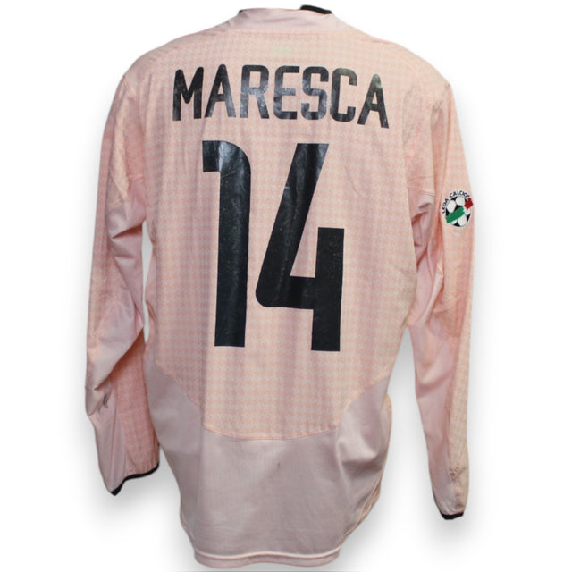 Retro maglia Juventus Away 2003-04 Player Issued Enzo Maresca numero 14 – Nike – maniche lunghe – Lega Calcio patch – vintage rosa