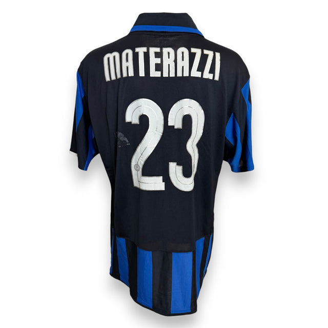 Retro maglia Inter 2007-08 numero 23 Marco Materazzi Player Issued – kit Centenario Nike – cimelio vintage Champions League