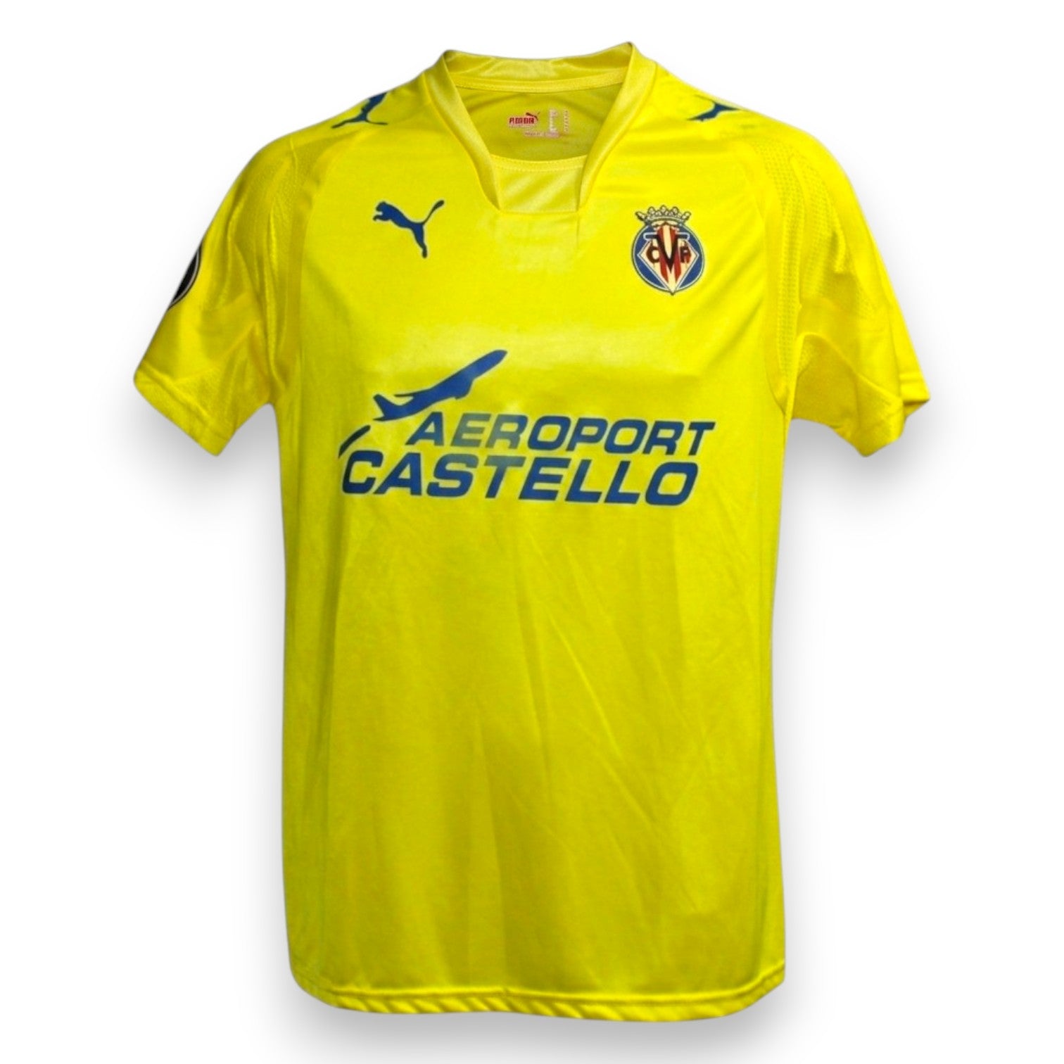 Fronte maglia Villarreal CF Home 2007-08 Player Issued Mavuba – Puma – sponsor Aeroport Castelló – patch UEFA Cup manicotto – El Submarino Amarillo