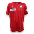 Fronte maglia SPAL Away 2019-20 Player Issued – Macron – sponsor Omega Group – stemma SPAL – Serie A TIM