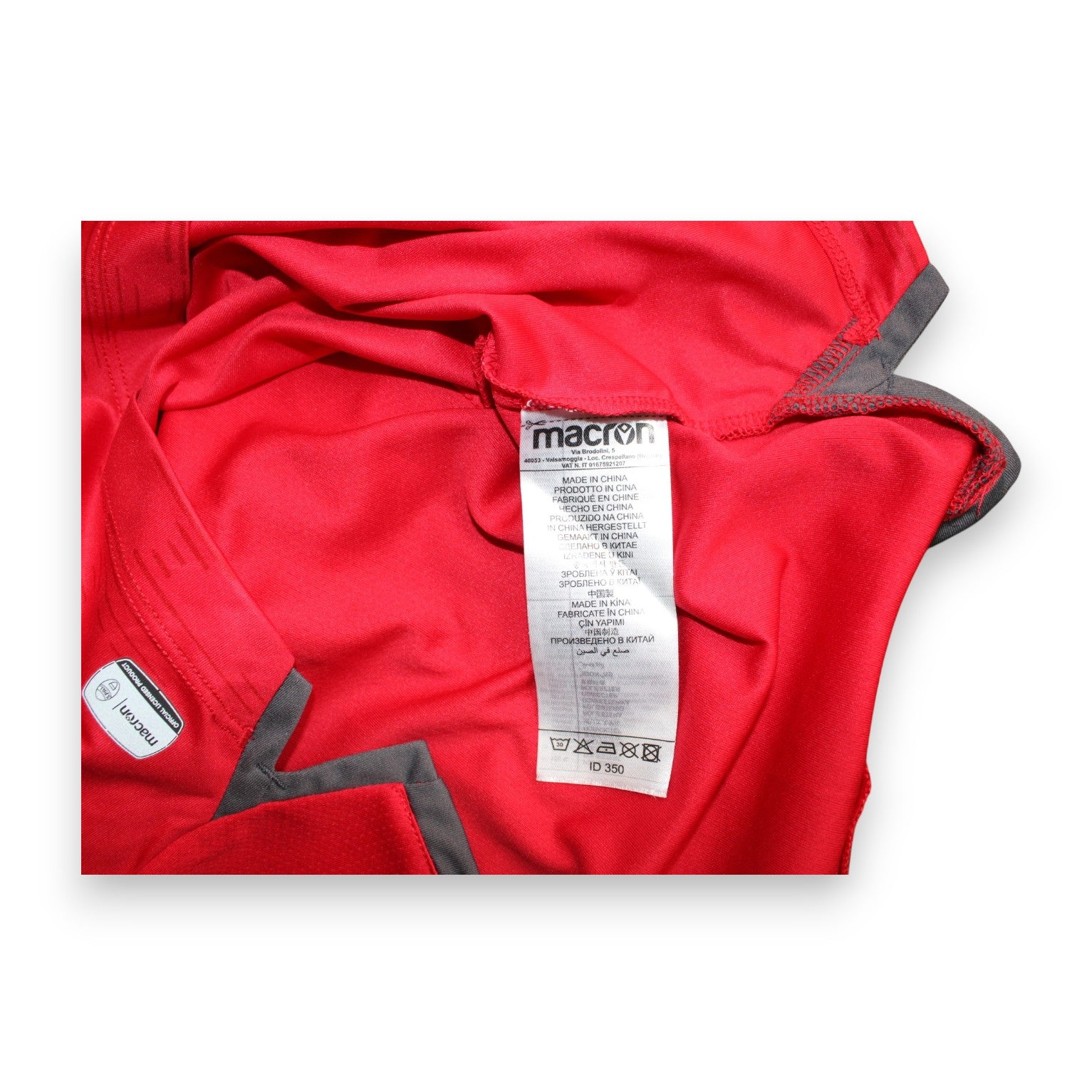 Etichetta Macron maglia SPAL Away 2019-20 – Made in China – Player Issued Marco Meneghetti N.65