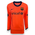 Maglia FC Barcelona Away 2009-10 arancione Nike Unicef manica lunga – Player Issued Messi Champions League