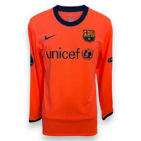 Maglia FC Barcelona Away 2009-10 arancione Nike Unicef manica lunga – Player Issued Messi Champions League
