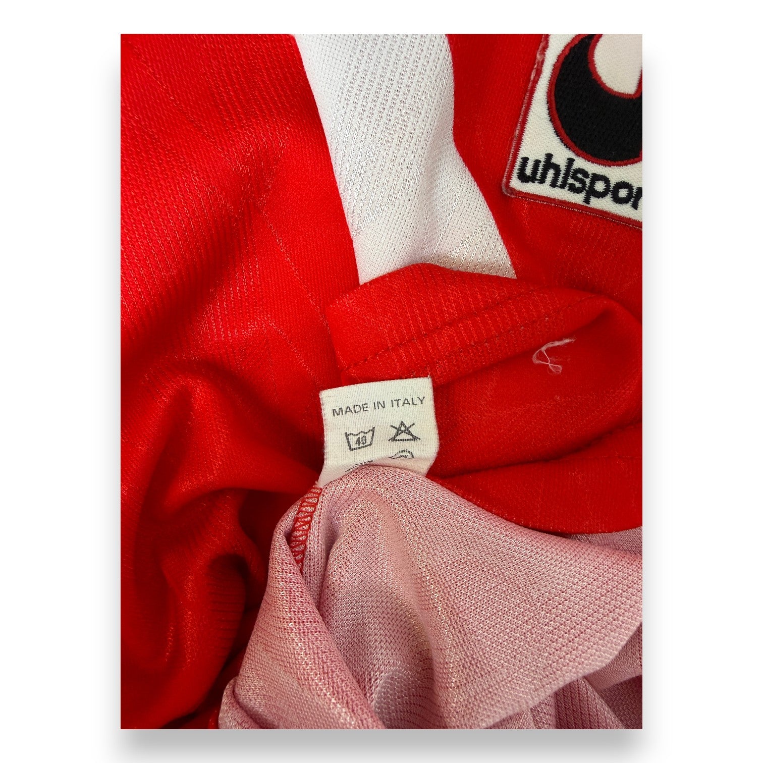 Etichetta interna maglia Brescia Away 1992-93 Uhlsport – made in Italy – taglia L