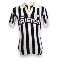 Fronte maglia Juventus Home 1985-86 Player Issued N.15 – Kappa Ariston – due stelle – colletto panna – cimelio vintage Serie A
