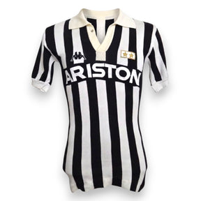 Fronte maglia Juventus Home 1985-86 Player Issued N.15 – Kappa Ariston – due stelle – colletto panna – cimelio vintage Serie A