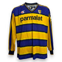 Fronte maglia Parma A.C. Home 2002-03 Champion – sponsor Parmalat – scudetto Parma A.C. – Nakata N.10 taglia XL