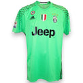 Fronte maglia portiere Juventus 2016-17 Player Issued Adidas verde fluo – sponsor Jeep – scudetto tricolore – patch Serie A TIM – taglia 8