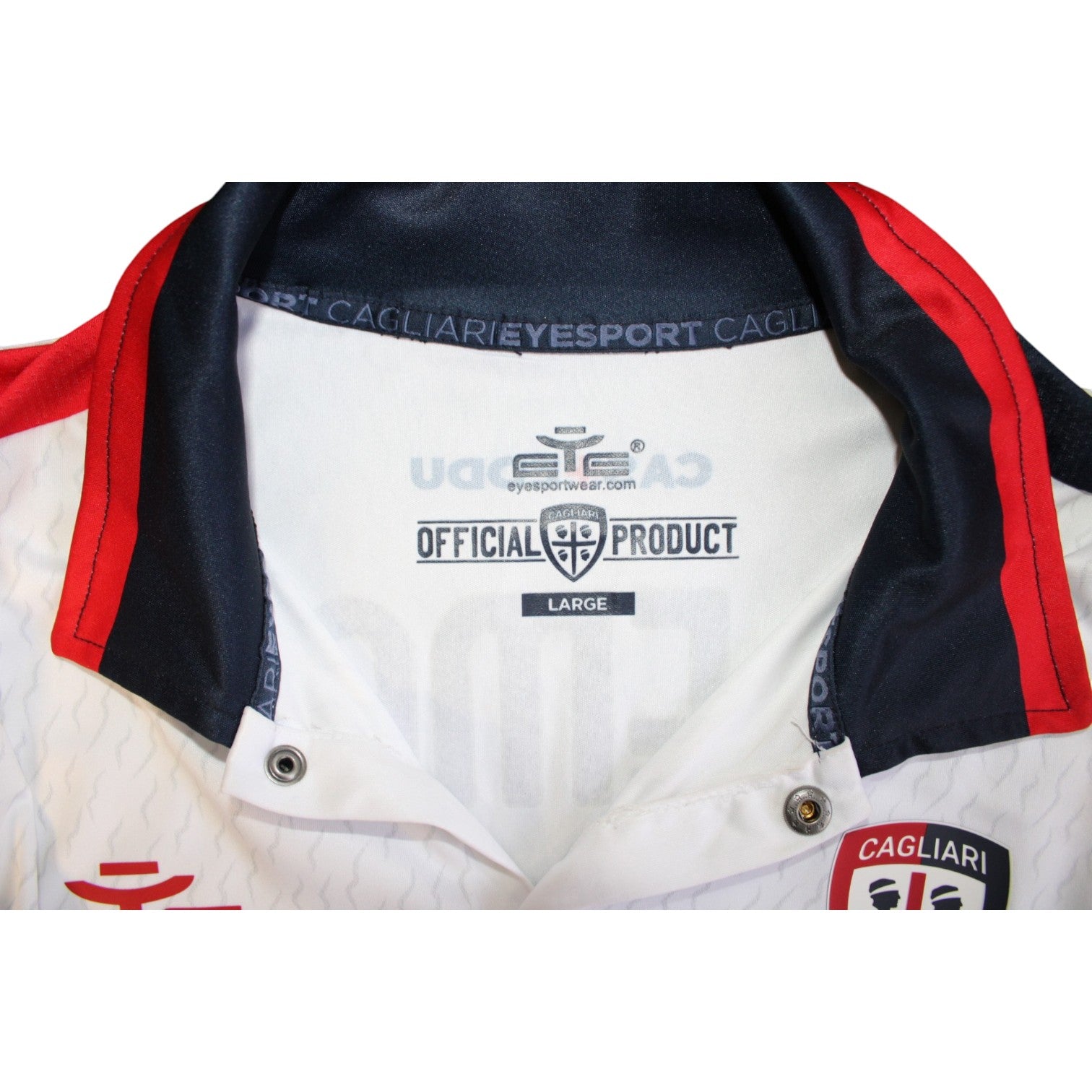 Etichetta interna maglia Cagliari Away 2023-24 Eye Sport – taglia L – Official Product – Made in Pakistan