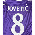 Dettaglio nameset JOVETIC numero 8 maglia Fiorentina 2012-13 Player Issued – font ufficiale Serie A