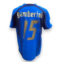 Retro maglia Italia 2007-08 numero 15 Gamberini Player Issued – nameset dorato ufficiale – patch UEFA Euro 2008
