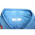 Dettaglio colletto maglia SSC Napoli 2014-15 Player Issued – Macron – tartan interno collo – azzurro con dettagli bianchi