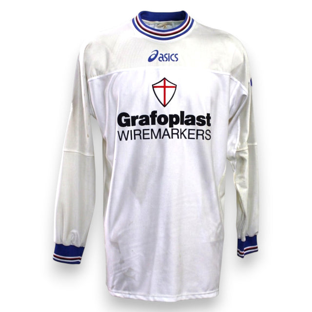 Maglia Sampdoria Away 2001-02 Player Issued Guglielmo Stendardo – Asics maniche lunghe – sponsor Grafoplast – patch Lega Calcio – taglia XL