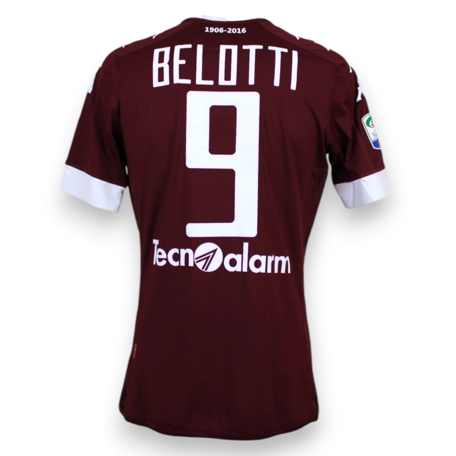 Dettaglio retro maglia Torino 2015-16 Andrea Belotti numero 9 – nameset ufficiale bianco – sponsor Tecnolarm
