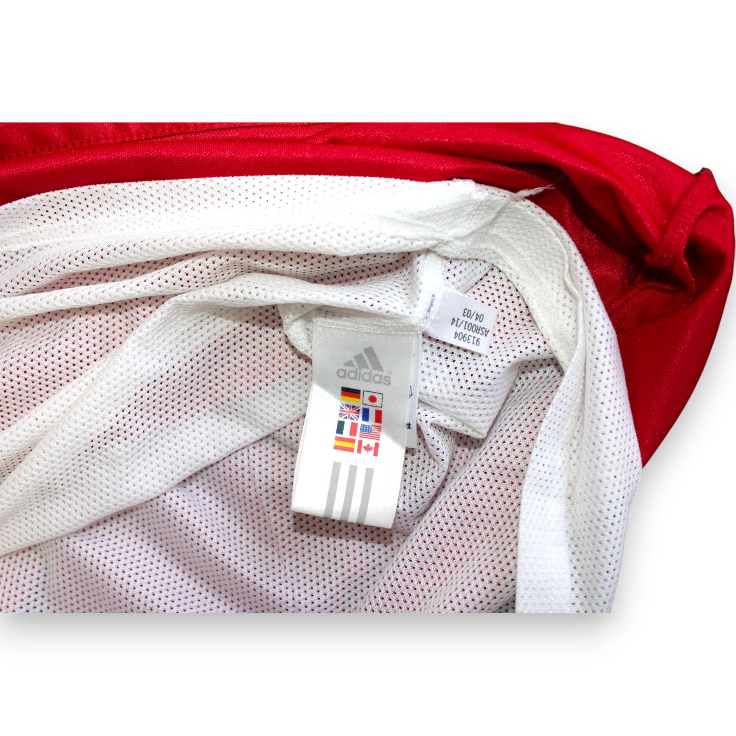 Etichetta laterale maglia Bayern München 2005-06 Adidas – codice ASR001/14 – dettaglio autenticità originale